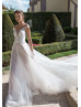 Ivory Beaded Floral Lace Sheer Back Wedding Dress